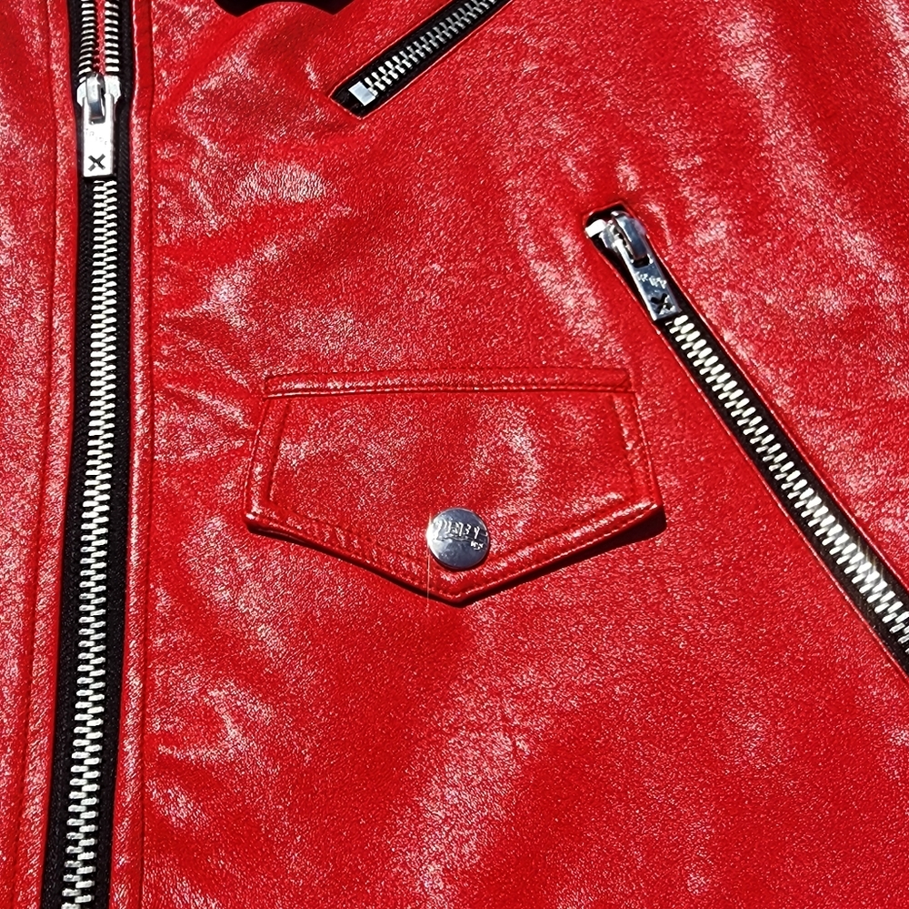 Tripp NYC Faux Leather Classic Red Moto Jacket - Picture 6 of 7